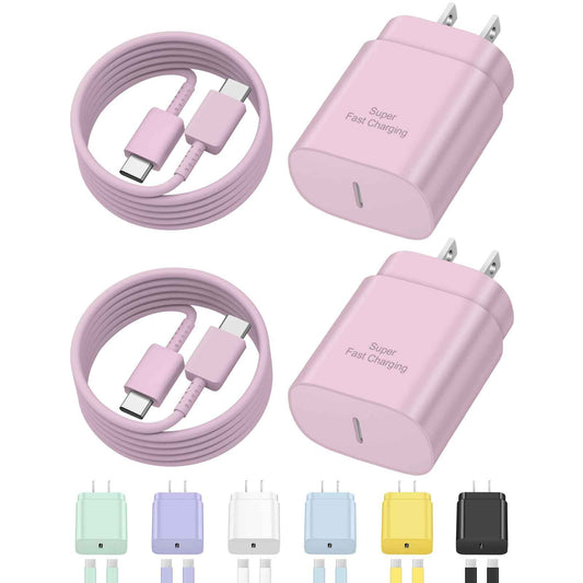 Coreykin 25W USB C Fast Charger, 2 Pack Type C Wall Charger, Super Fast Charging Block for Galaxy S23/S22/S21/S20/S10/S9/Note 20/10/9, with 6ft USB C to Type C Cable, 25W PD Adapter 🍁 All In One Marketplace Canada