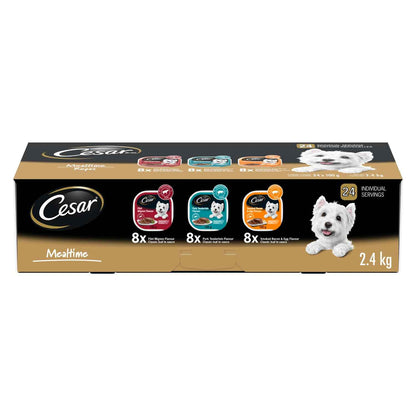 CESAR Classic Loaf in Sauce Adult Wet Dog Food Mealtime Variety Pack, with 8 Filet Mignon, 8 Pork Tenderloin & 8 Smoked Bacon & Egg Flavours, 24x100g Trays 🍁 All In One Marketplace Canada