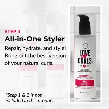 Love Ur Curls - All in One Curl Cream Styler, Curling Cream for Wavy Hair, Repair, Define, Hydrate & Style, Anti Frizz with Shea Butter, 250mL 🍁 All In One Marketplace Canada