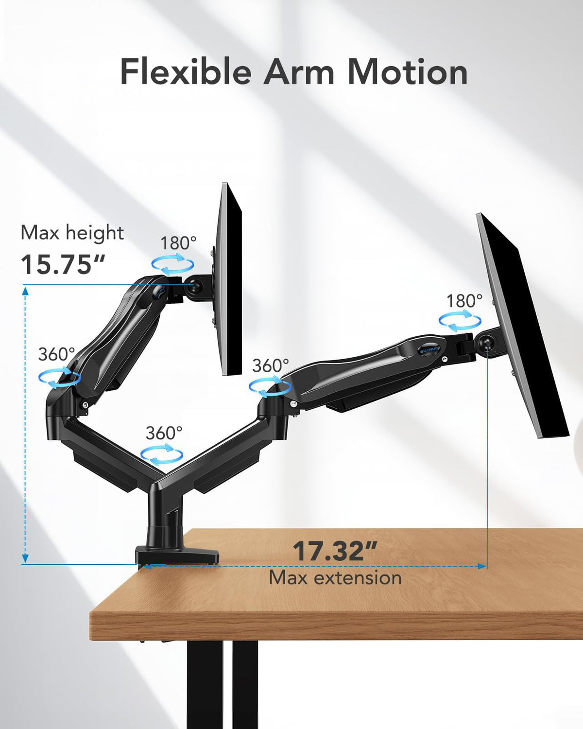 HUANUO Dual Monitor Stand for 13 to 32 Inches, Design Dual Monitor Mount, Fully Flexible Adjustable with Tilt, Swivel, Rotation, VESA 75/100, 19.8lbs per arm 🍁 All In One Marketplace Canada