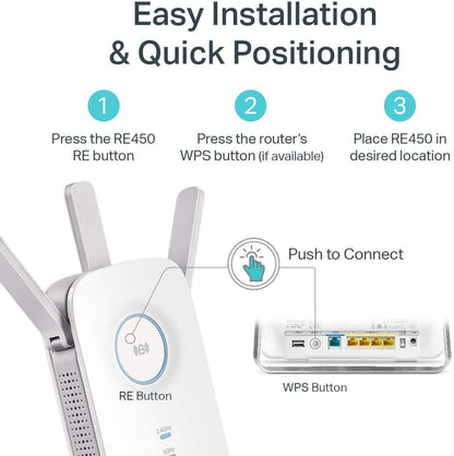 TP-Link AC1750 WiFi Extender (RE450) - Up to 1750Mbps, Dual Band WiFi Repeater, Internet Booster, Extend WiFi Range Further 🍁 All In One Marketplace Canada