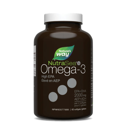 Nature's Way NutraSea HP Omega 3 Extra Strength Supplement with Fish Oil – Fresh Mint Flavour – Heart & Brain Support for Adults and Kids 9+ – 60 Softgels 🍁 All In One Marketplace Canada