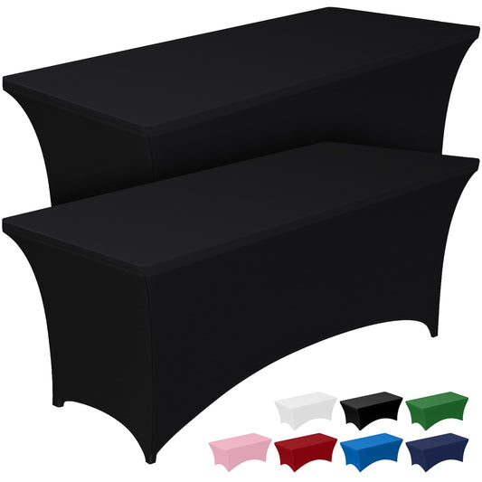 Pureegg Spandex Tablecloth 6ft - 2 Pack, Fitted and Tight Table Cloth for Rectangular Table, Wrinkle-Free and Stretch Table Cover for Party, Wedding, and Banquet, Black, 72" L x 30" W x 30" H 🍁 All In One Marketplace Canada