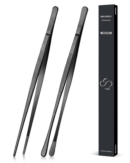 2 Pcs 12-inch Cooking Tweezers Tongs Precision Serrated Tips, Stainless Steel Professional Chef Tweezer Kitchen Tools for BBQ, Plating and Serving 🍁 All In One Marketplace Canada
