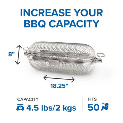 Napoleon Rotisserie Grill Basket Accessory in Stainless Steel - 64000 - Fits All Standard Spit Rods, Best for Even Cooking of Wings, Fries and Roasted Veggies 🍁 All In One Marketplace Canada