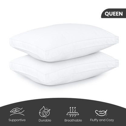 Utopia Bedding Bed Pillows for Sleeping Queen Size (White Hem), Set of 2, Cooling Hotel Quality, Gusseted Pillow for Back, Stomach or Side Sleepers 🍁 All In One Marketplace Canada