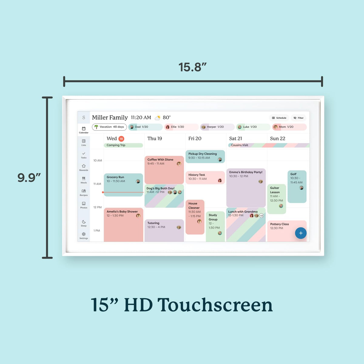 Skylight Calendar: 15-inch Wall Planner Digital Calendar & Chore Chart, Smart Touchscreen Interactive Display for Family Schedules – Wall Mount Included, Great for Organizing Your 2026 Calendar 🍁 All In One Marketplace Canada