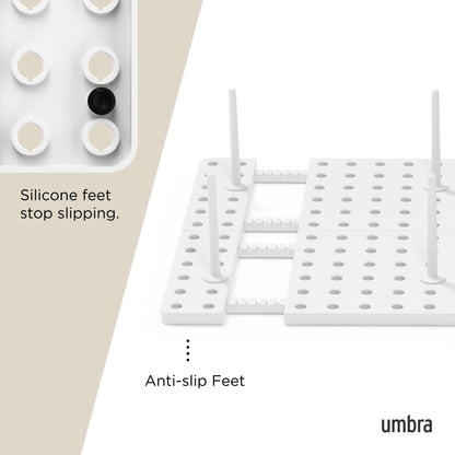 Umbra Peggy Kitchen Drawer Cupboard Organizer Tray - Adjustable Storage System For Food Containers, Cookware, Serveware, Utensils and More, White 🍁 All In One Marketplace Canada