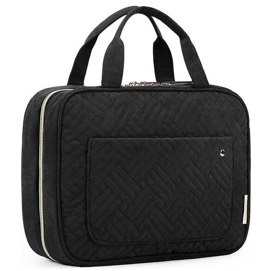 BAGSMART Toiletry Bag Travel Bag with Hanging Hook, Water-resistant Makeup Cosmetic Bag Travel Organizer for Accessories, Shampoo, Full-size Container, Toiletries (Black, Medium) 🍁 All In One Marketplace Canada