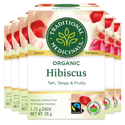 Traditional Medicinals - Organic Hibiscus Herbal Tea (Pack of 6) - Fair Trade Ingredients - Tart, Tangy and Fruity - 96 Tea Bags Total 🍁 All In One Marketplace Canada