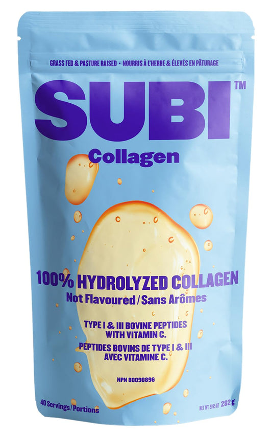 SUBI Hydrolyzed Bovine Collagen - For Healthy Hair, Skin, Nails, Joints -Type 1, 3 Collagen peptides, from Hormone-Free Pasture Raised Cows, Non-GMO - Not Flavoured (40 servings) 🍁 All In One Marketplace Canada