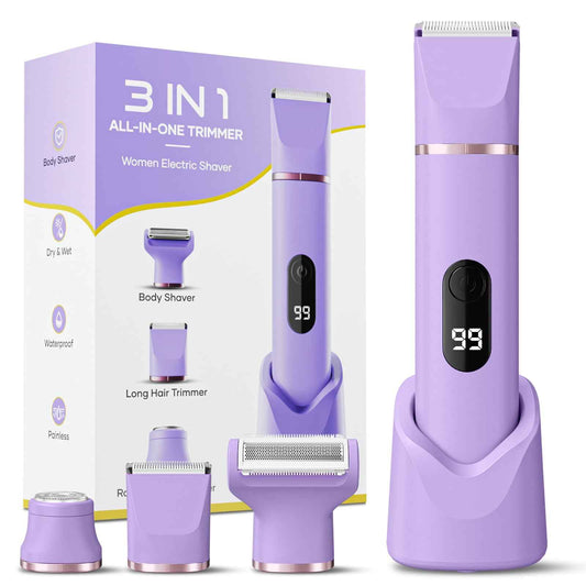 Electric Bikini Trimmer for Women - Tiovara Painless Electric Shaver,Cordless Electric Razors IPX7 Waterproof Pubic Hair Removal with USB Charge Dock for Bikini Underarm Leg Arm Body Face Silk Skin 🍁 All In One Marketplace Canada