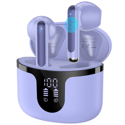 Wireless Earbuds, Bluetooth 5.4 in-Ear Headphones Wireless Bluetooth with ENC 4 Mics, Bluetooth Earbuds 50 Hour Noise-Cancelling Ear Buds with LED Indicator, IPX7 Waterproof for Sports/Work Purple 🍁 All In One Marketplace Canada