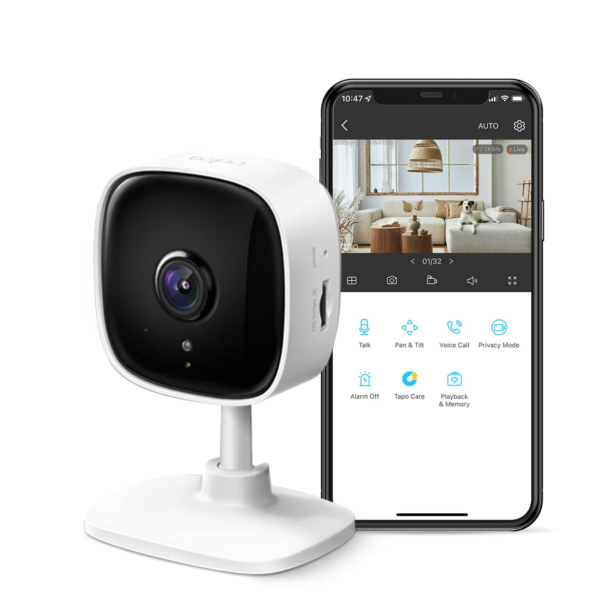 TP-Link Tapo 2K Indoor Home Security WiFi Camera, Up to 30ft Night Vision, Privacy Mode, Sound & Light Alarm, Up to 512 GB microSD Card Slot, Two-Way Audio, Works w/Alexa and Google (Tapo C110) 🍁 All In One Marketplace Canada