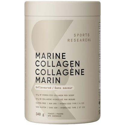 Sports Research® Marine Collagen Peptides Powder - Sourced from Wild-Caught Fish, Pescatarian Friendly, Keto Certified & Non-GMO Verified - Easy to Mix in Water or Juice! (34 Servings) 🍁 All In One Marketplace Canada