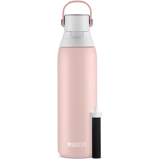 Brita Insulated Stainless Steel Filtering Water Bottle with Straw, BPA-Free Water bottle for Sports, Travel or Hiking, Great for gifting, Easy-carry loop, Leak-proof lid, 26 Oz, Rose 🍁 All In One Marketplace Canada