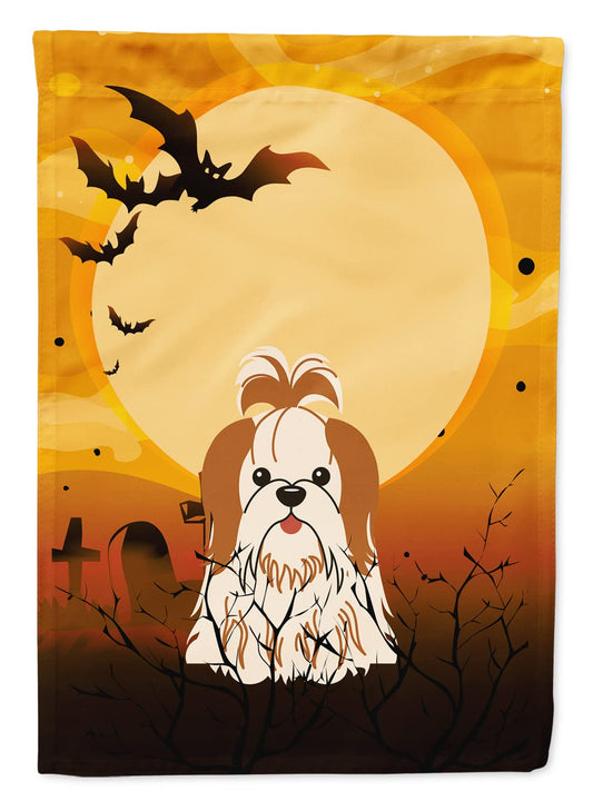 Caroline's Treasures BB4353GF Halloween Shih Tzu Red White Flag Garden Size, Small, Multicolor