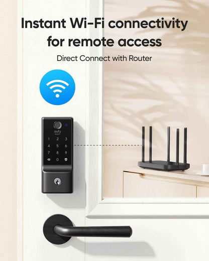 eufy Security Smart Lock C220, Fingerprint Keyless Entry Door Lock, Built-in Wi-Fi, App Remote Control, Front Door Smart Lock Deadbolt, 8Months Battery, Reliable Power, IP53 Waterproof, BHMA Grade 3 🍁 All In One Marketplace Canada