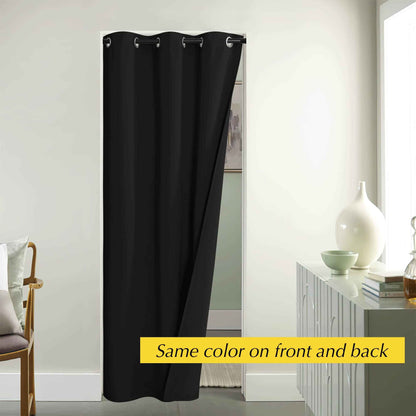 NICETOWN Black Doorway Curtains 84 Inch Length, Thermal Insulated Grommet Closet Door Curtain Room Divider Temporary Halloween Window Treatment for Bedroom, 1 Panel, 42 Inch Wide