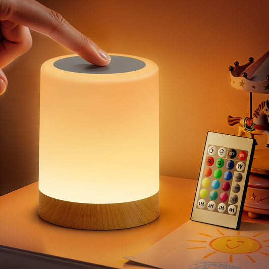 Auxmir Night Light Touch Sensor for Kids Baby, LED Bedside Table Lamp 13 RGB Colors Changing, USB Rechargeable Remote Control Adjustable Dimmable Portable Lamp for Baby Bedroom Nursery Living Room 🍁 All In One Marketplace Canada