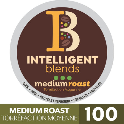 Intelligent Blends Medium Dark Roast Coffee Pods, 100 ct, Single Serve Pods – 100% Arabica Coffee, Compatible with Keurig K Cups Maker 🍁 All In One Marketplace Canada