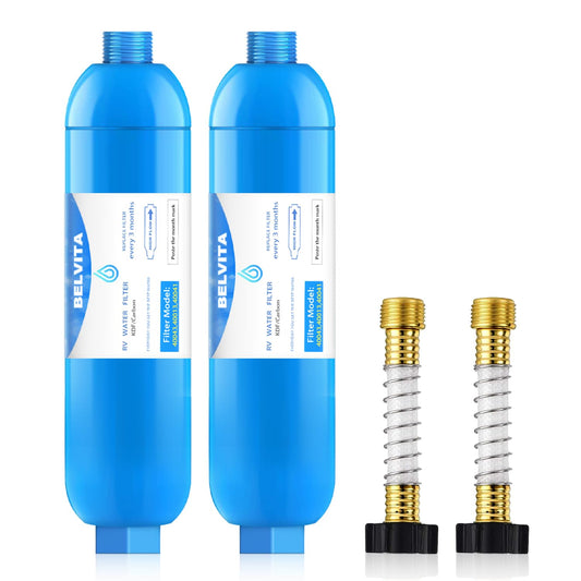 RV Inline Water Filter with Flexible Hose Protector,Dedicated for RVs and Marines,2 Pack Drinking & Washing Filter,Reduces Lead,Fluoride,Chlorine,Bad Taste & Odor 🍁 All In One Marketplace Canada