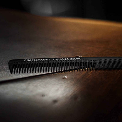 Charlemagne Carbon Fibre Hair Comb - 18 cm, Fine Tooth - Professional Barber Performance - Beard Comb for Men & Mustache Styling - Shatterproof Anti-Static Travel Groomer 🍁 All In One Marketplace Canada