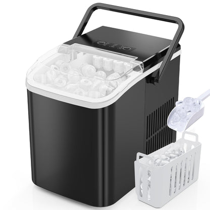 Sweetcrispy Quiet Countertop Ice Maker, 26 lbs per Day, 9 Bullet Ice Cubes in 6 Mins, Portable Ice Machine with Handle, Self-Cleaning, Compact for Home RV Camping Party, Dark Black 🍁 All In One Marketplace Canada