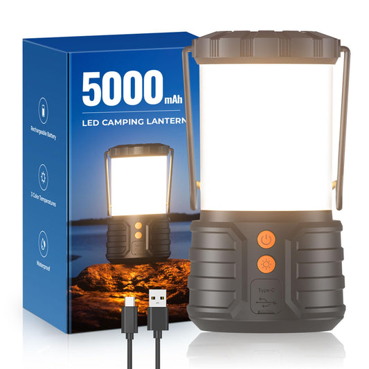 Camping Lantern,5000mAh Rechargeable Battery Emergency Lights for Power Outages,3 Colors,IPX4 Waterproof Portable Led Camping Tent Light for Home Indoor or Outdoor,1 Pack 🍁 All In One Marketplace Canada