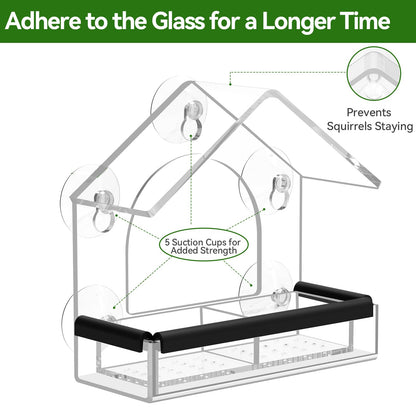 Clear Window Bird Feeder with 5 Extra Strong Suction Cups, DY-SKTY Sturdy and Durable Acrylic Birdfeeders for Viewing Wild Birds Outside, as a Bird Watching Gift, Outdoor Birdhouse Box, Garden Decor 🍁 All In One Marketplace Canada