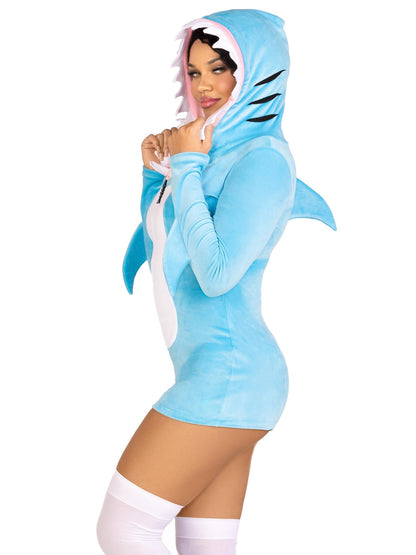 Leg Avenue Women’s Comfy Shark Romper Halloween Costume, BLUE, MEDIUM