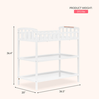 Dream On Me Emily Changing Table In White, Comes With 1" Changing Pad, Features Two Shelves, Portable Changing Station, Made Of Sustainable New Zealand Pinewood 🍁 All In One Marketplace Canada