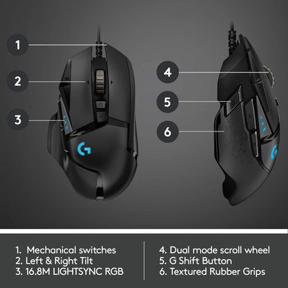 Logitech G502 Hero High Performance Wired Gaming Mouse, Hero 25K Sensor, 25,600 DPI, RGB, Adjustable Weights, 11 Programmable Buttons, On-Board Memory, PC/Mac, Black 🍁 All In One Marketplace Canada