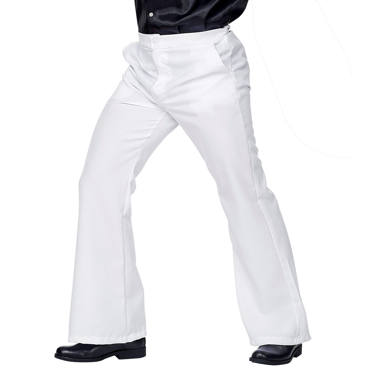 Widmann 70s Groovy Style Retro Flared Trousers Fancy Dress, Adult Unisex, Wide-Leg Disco Cut Comfortable Fabric, Suitable for Halloween, Carnival and Themed Events and Celebrations - White - L/XL