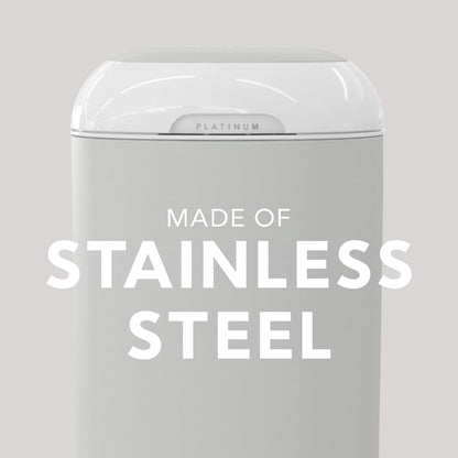 Diaper Genie Platinum Diaper Pail, Stone Grey - Made in Durable Stainless Steel and Includes 1 Easy Roll Refill with 18 Bags 🍁 All In One Marketplace Canada