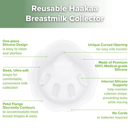 haakaa Petal Soft Silicone Milk Collector丨Discreet Leak-Protection Breast Milk Saver, Reusable Breast Shells Milk Collection Cup for Breastfeeding with Cleaning Brush- 2PCS 🍁 All In One Marketplace Canada