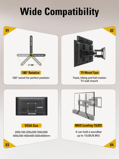 Mounting Dream Sound Bar Mount Bracket for Mounting Above or Under TV, Fits Most Sound Bars Up to 15 Lbs, with Detachable Long Extension Plates MD5420 🍁 All In One Marketplace Canada