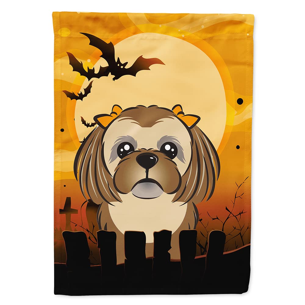 Caroline's Treasures BB1807CHF Halloween Chocolate Brown Shih Tzu Canvas House Size Flag, Multicolor, Large