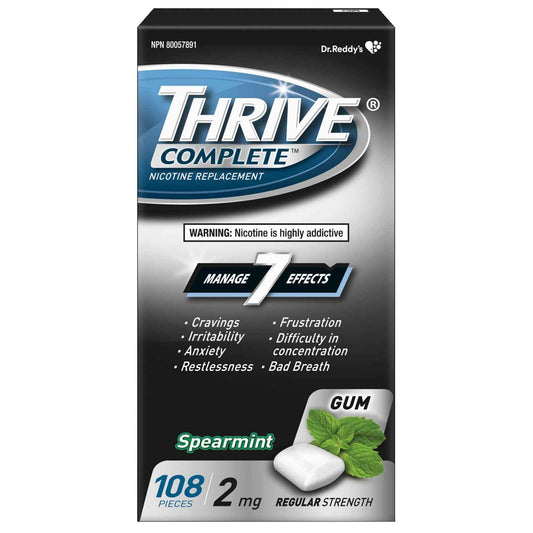 Thrive Complete Nicotine Replacement Gum, 2mg Regular Strength, Spearmint, 108 Count 🍁 All In One Marketplace Canada