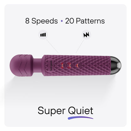 bed geek Handheld Cordless Personal Wand Massager – Waterproof, USB Rechargeable, 20 Vibration Patterns, 8 Speeds, Memory Feature, Skin-Soft Silicone for Ultimate Relaxation Tool (Purple) 🍁 All In One Marketplace Canada