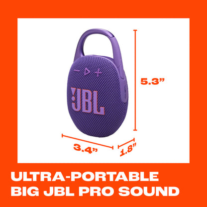 JBL Clip 5 - Ultra-Portable, Waterproof and Dustproof Bluetooth Speaker, Integrated Carabiner, Up to 12 Hours of Play, Made in Part with Recycled Materials (Purple) 🍁 All In One Marketplace Canada