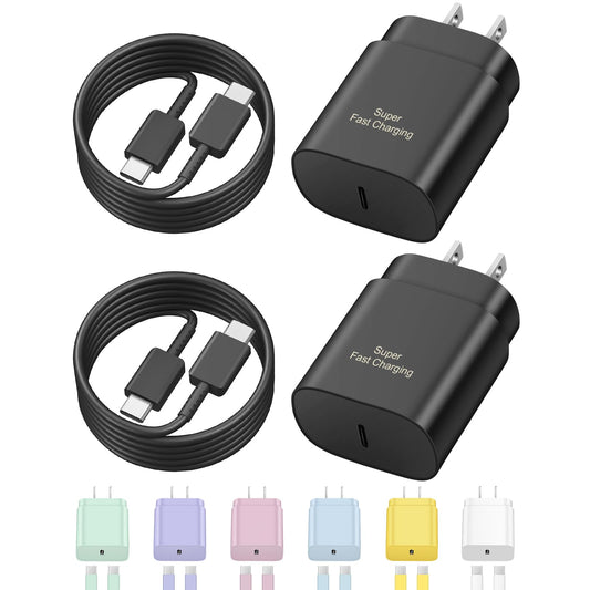 USB C Fast Charger, 2Pack 25W Type C Fast Charger Wall Charger Super Fast Charging Block for Galaxy S24 S23 S22 S21 S20 Ultra S10 S9, Note 20 10 9, with 6ft USB C to Type C Cable 25W Charger Adapter 🍁 All In One Marketplace Canada
