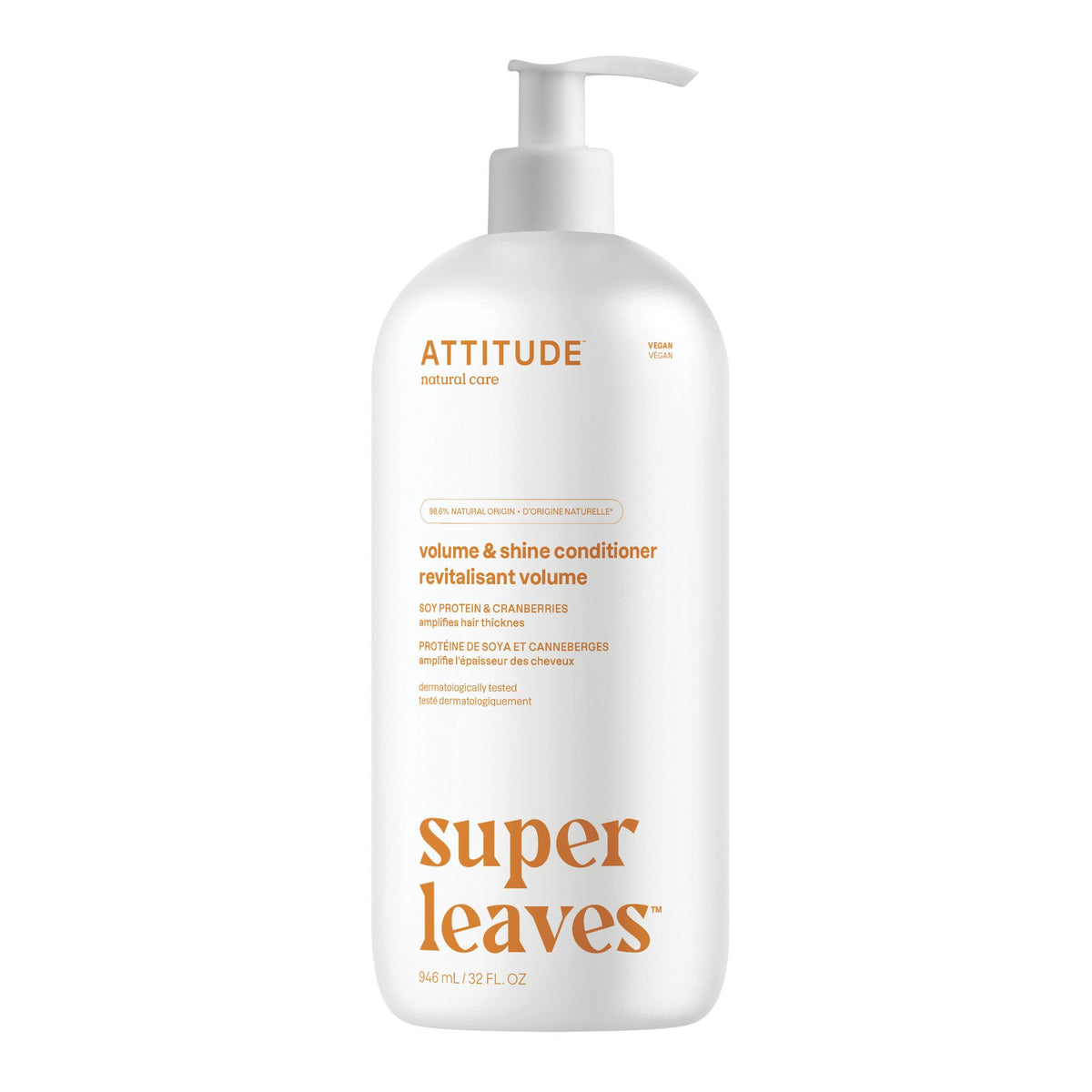 ATTITUDE Volume and Shine Hair Conditioner, Made in Canda, For Thin Hair, Naturally Derived Ingredients, Vegan Detangler, Dermatologically Tested, Soy Protein & Cranberries, 946 mL 🍁 All In One Marketplace Canada