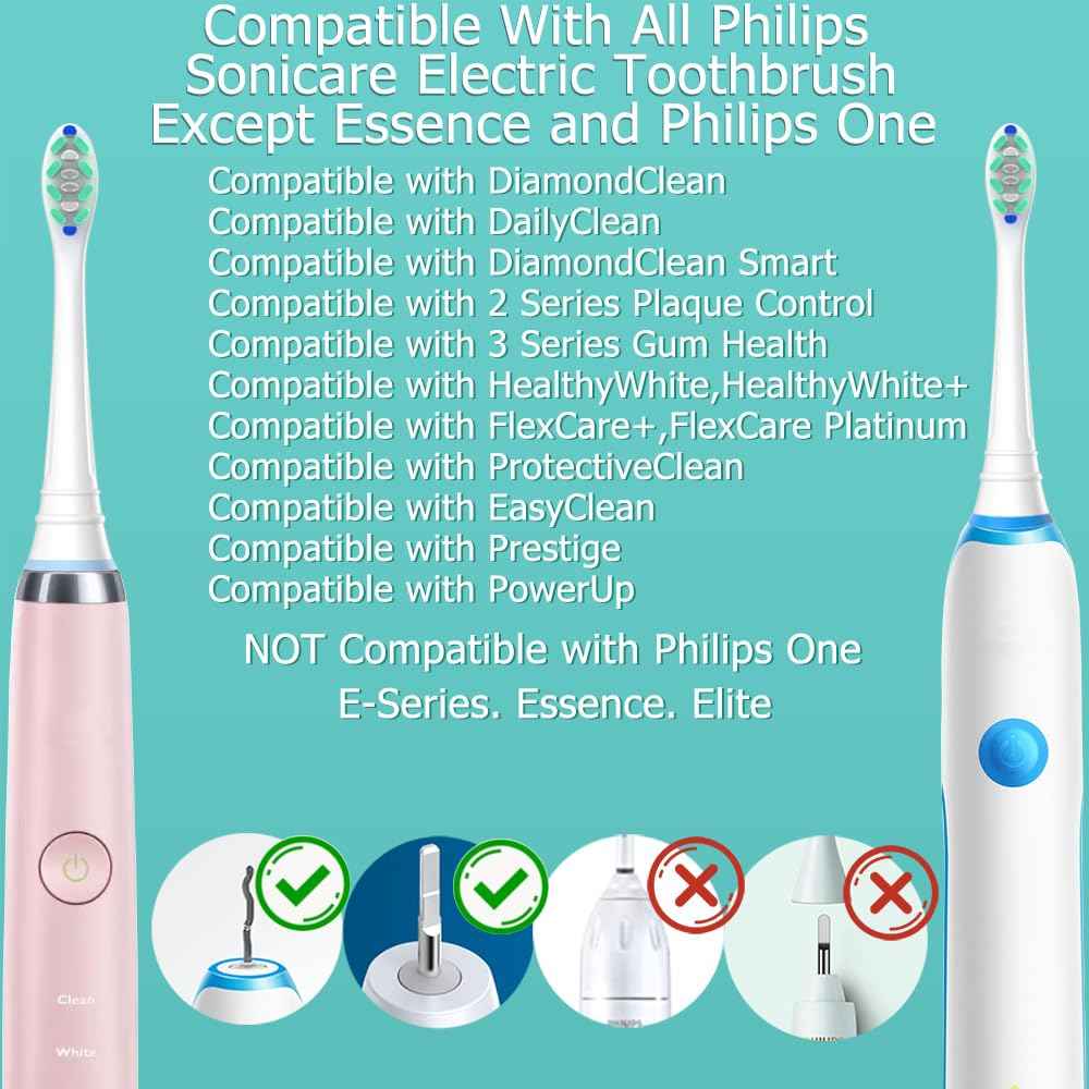 Toothbrush Head Compatible with Philips Sonicare Electric Toothbrush, Replacement Brush Heads for Phillips Sonicare 4100 5100 6100 9900 C2 W3 and More Click-on Handles (8white+8black) 🍁 All In One Marketplace Canada