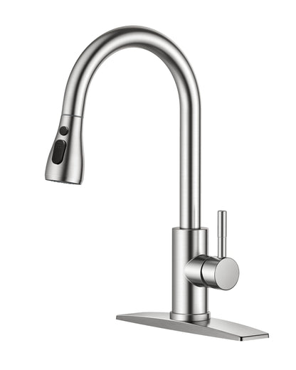 FORIOUS Kitchen Faucets with Pull Down Sprayer, Brushed Nickel, High Arc Single Handle Classic Stainless Steel Sink Faucet 1 or 3 Hole, Suitable for Farmhouse Camper Laundry Rv Bar 🍁 All In One Marketplace Canada