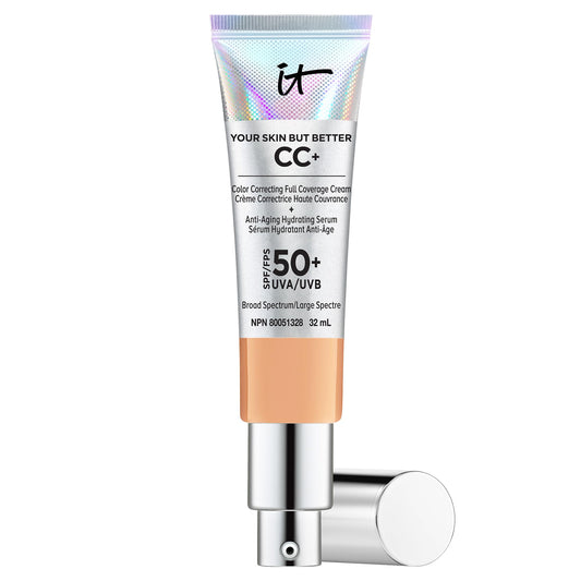 IT Cosmetics Your Skin But Better CC+ Cream, Neutral Tan (W) - Color Correcting Cream, Full-Coverage Foundation, Anti-Aging Serum & SPF 50+ Sunscreen - Natural Finish - 1.08 fl oz 🍁 All In One Marketplace Canada