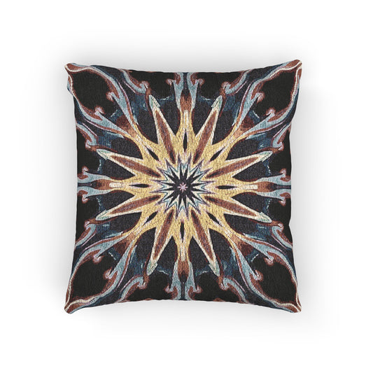 Starburst Mandala Woven Pillow | Geometric Boho Throw Cushion