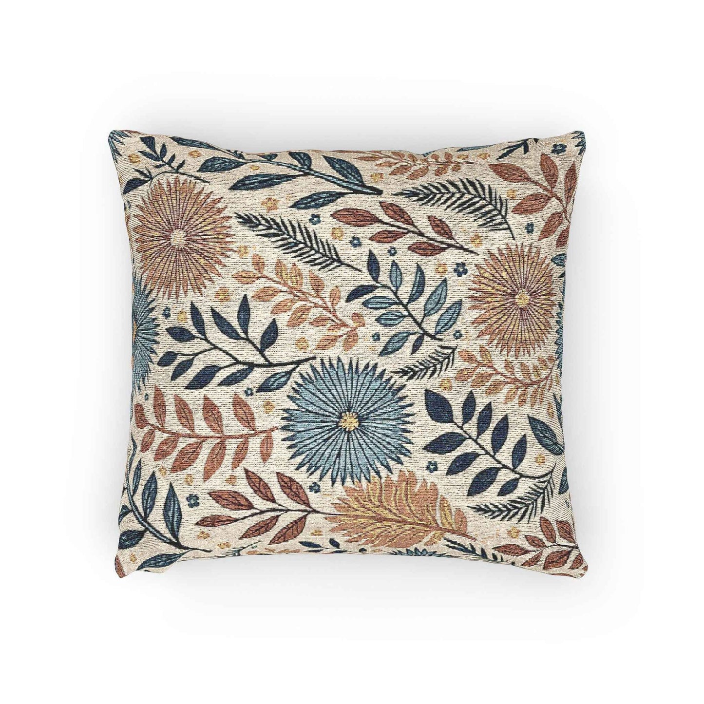 Boho Floral Woven Pillow | Textured Daisy Leaves Decorative Throw Pillow