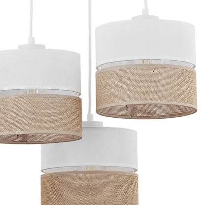 LINOBIANCO 3-Light Cluster Pendant with Linen & Jute Shades for Dining, Kitchen & Living  Room - AURABAGS SHOP