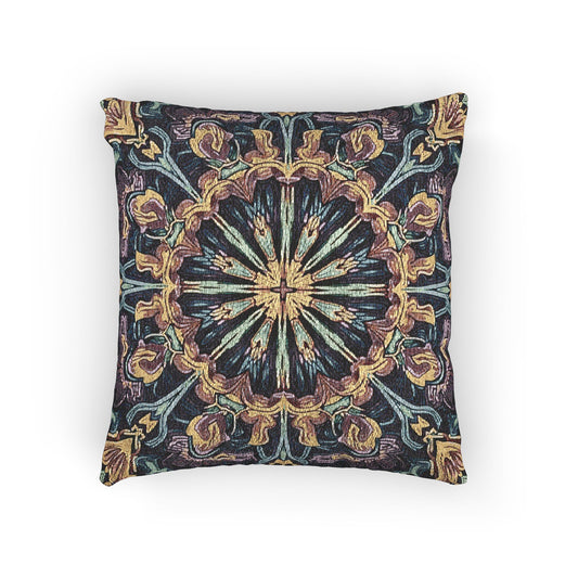 Geometric Mandala Woven Pillow | Boho Mosaic Throw Cushion